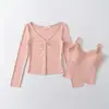 Conjunto de dos piezas de punto de alta gama para mujer, estilo coreano, puro y suave, para otoño-invierno, nuevo modelo 2026, top cárdigan y camisola