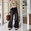 Jeans retrô americano plus size para mulheres, estilo outono e inverno, corte solto, afina a silhueta, cintura alta, perna reta, perna larga, calça comprida