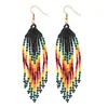Pendientes de Borla de Cuentas de Arroz Coloridas para Mujer, Pendientes Largos de Cuentas, Joyería Estilo Bohemio Europeo y Americano al por Mayor