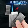 2019 Encendedor metálico inflable Langsheng tapa abierta deslizamiento lateral llama recta azul grabado láser venta al por mayor de fábrica