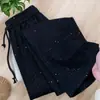 Pantalones Anchos Brillantes para Mujer, Nuevos Pantalones de Pierna Recta de Cintura Alta para Verano, Pantalones Casuales Brillantes tipo 'Starlight' de Largo Completo para Mujeres Petites, Modernos