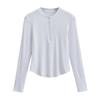 Camada Base Feminina Canelada, Blusa de Tricô Justa, Camisa Henley, Camiseta Esportiva, Roupa de Yoga de Secagem Rápida
