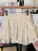 Tiro Real Otoño e Invierno Estilo Coreano Dulce Estilo Ballet Falda Blanca Cintura Alta Pastel Línea A Encaje Volantes Falda