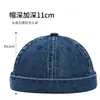 Gorro Liso de Mezclilla Lavada para Hombres y Mujeres, Estilo Callejero Personalidad Moda Sin Visera Gorro de Propietario, Hip-Hop Moderno Sombrero Dandi