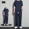 Verano 2024 Nuevo estilo coreano ins moderno holgado manga corta casual para hombre color sólido traje simple caída transpirable