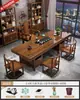 Juego Grande de Mesa de Té y Sillas de Madera Maciza, Una Mesa y Cinco Sillas, Mesa de Té de Estilo Chino Nuevo, Adecuado para Oficina o Uso en Casa, Estación para Preparar Té