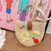 Bolso Cruzado de Mano Hd3488A06 Elfo Estrella Lindo Decorado con Botones Estilo Vacaciones en la Playa Tejido Semicircular
