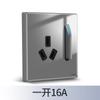 Panel de enchufe de interruptor gris tipo 86, interruptor de punto de pared de vidrio templado con espejo de control doble simple con luz LED para el hogar