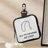 Bolsa para audífono impresa hecha de cuero sintético, impermeable, imitación piel, bolsa de almacenamiento con cremallera, mini estuche multifuncional para auriculares