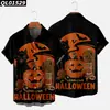 Camisa de Verano de Manga Corta Transfronteriza 2021 talla extra Camisa con Estampado Digital de Gato de Halloween Camisa Superior para Hombre