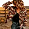 Nueva Chaqueta Corta de Mezclilla de Algodón Transfronteriza Otoño e Invierno Estampado Digital 3D Moda Personalidad Top Delgado Mujer