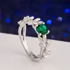 Desejo venda quente novo europeu e americano princesa oliveira folha anel de noivado diamante azul anel de diamante jóias atacado