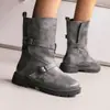 Hebilla de Cinturón Chelsea Botas Romanas Otoño e Invierno Botas Martin Botines talla extra Planos Nuevos 4048 Comercio Exterior Zapatos de Mujer