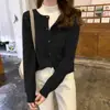 Cárdigan de punto con paneles grandes de hilo de núcleo para mujer, nuevo estilo otoño e invierno, adecuado como capa interior o prenda exterior