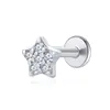 Pendientes de Estrella de Plata de Ley S925 para Mujer, Joyería de Piercing de Alta Gama, Tachuelas de Estrella de Cinco Puntas, Tachuelas para Cartílago