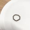 Anillo de Perla de Agua Dulce Nicho Simple Acero de Titanio Perla Juego de Tres Piezas Anillo Elástico Anillo de Dedo Índice con Perlas Verdes para Mujer