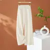 Roupas Femininas 2026 Outono Cintura Alta Emagrecimento Franzido Calças de Perna Larga Calças Casuais Retas Soltas para Trabalho Versátil Calças Longas