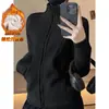 Chaqueta de Yoga de Terciopelo Engrosado para Mujer Cuello Alto Cremallera Adelgazante Fitness Manga Larga Otoño Invierno Running Casual Top Deportivo