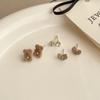 Otoño e Invierno S Aguja Oso Flocado Marrón Aretes de Perlas de Oso Lindo Dibujos Animados Dulce Niña Aretes de Felpa