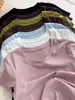 Camiseta de cuello redondo de Tencel Lenzing Modal para mujer, top de verano, 2026 corte ajustado, seda de hielo fresca, hombro normal, manga corta