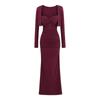 Conjunto de Duas Peças Vestido Bodycon Justo com Nó Torcido Estilo Francês e Cardigã para Mulheres, Novo Modelo de Outono com Bojos e Vestido de Alça