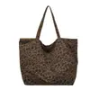 Nova bolsa tote de lona com estampa de leopardo retrô 2026, grande capacidade, bolsa de ombro, versátil para o trabalho e uso casual
