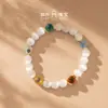 Pulseira de Pedra Olho de Gato, Pulseira de Ágata com Contas dos Cinco Elementos, Joias Femininas, Presente para Melhor Amiga, Lembrança, Atacado em Estoque