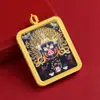 Colgante Thangka Wuye Dahekuan Dios Negro de la Riqueza y Gran Vajra Pintado a Mano con Oro y Pintura Dorada