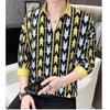 Camisa de verano con mangas de siete puntos para hombre, moderna, informal, ajustada, a cuadros, con rayas verticales, de seda helada