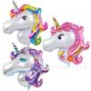 Atacado Transfronteiriço Desenho Animado 3D Cor Arco-Íris Rosa Roxo Unicórnio Balão de Filme de Alumínio Decoração de Festa de Aniversário Infantil