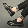 Novos Sapatos Casuais de Couro Preto para Homens, Sapatos Masculinos Versáteis e Respiráveis, Slip-Ons Modernos, Sapatos de Couro Genuíno sem Cadarços para Uso Diário