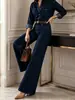 Pantalones vaqueros de pierna ancha en lavado oscuro estilo europeo y americano con bolsillos y cremallera, pantalones largos casuales de tiro medio para mujer, adecuados para todas las estaciones