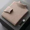 Suéter de cashmere masculino para outono e inverno, suéter de cashmere de cabra com gola alta, pulôver espessado, malha de lã slim fit, blusa básica plus size