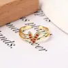 Anel Coração de Zircônia Rosa para Estudantes, Estilo Nicho High-End, Anel Colorido Ajustável Versátil, Fabricante