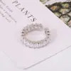 Anillo Vintage de Perla y Zirconia Cepillada Joyería Banda Abierta Diamante Apilable Alta Gama Lujo Ligero Anillos de Pareja