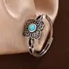 Anel Feminino Yinyun S925 Prata Esterlina Corte Ruyi Estilo Étnico Elegante Vermelho Sul Jaspé Anel Vivo