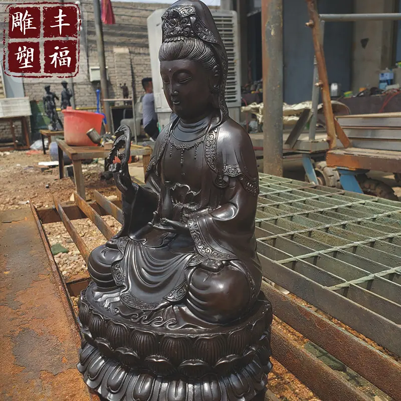 寺庙铜观音像室内雕塑摆件