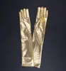 Luvas Elásticas de Couro Envernizado Escuro Femininas 43cm para Trajes de Performance Cosplay Ópera Noturna Transfronteiriça