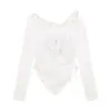 Camiseta de Manga Larga para Mujer Estilo Chica Dulce y Picante Diseño de Deseo Puro Modelo Nuevo de Otoño Corte Ajustado Dobladillo Irregular Top de Nicho