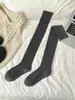 Meias femininas youjiaxiu de outono e inverno estilo japonês retrô em tricô de cabos com cashmere, acima do joelho, cor sólida, cintura alta, meias de cano longo