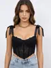 Comercio Exterior Negro con Tirantes de Encaje Corsé con Ballenas Ropa de Abrigo Ropa Interior Cintura Estrecha Moldeador Control de Abdomen Sin Tirantes Top para Mujer