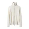 Suéter de Cashmere Centenas de Cores Mostra a Figura Gola Lapela 100% Cashmere 26 Novo Cardigan Tricotado com Zíper Duplo Gola Alta