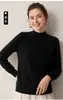 Suéter de punto versátil para mujer, 100% cachemir, cuello semi-alto, nuevo para Otoño/Invierno, grueso, capa base de manga larga
