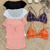 934 Top Tubo Curto Sexy de Menina Quente com Bojo, Camisola Floral Doce e Picante para Mulheres, Top Slimming para Usar por Cima