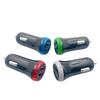 Cargador de coche de doble puerto USB con anillo de color, cargador de coche certificado de puerto único y doble, adecuado para cargador de teléfono móvil Android Apple Huawei