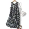 Vestido Regata Longo Soltinho para Mulheres com Estampa de Planta Aquática Inspirada em Dopamina, Novo Estilo de Férias de Verão 2026, Leve