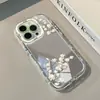 Funda de Teléfono Magnolia Espejo para iPhone 18 Funda Crema Apple 17 Pro Max Linda Funda Protectora Anticaídas 16