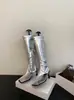 Primeiro Encontro com as Sandálias de Salto Alto com Tiras Finas e Bico Quadrado de Verão da Moda, Sexy e Emagrecedoras, Botas de Cano Alto com Zíper Lateral