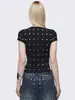 Camiseta de Manga Corta con Decoración Metálica Estilo Nuevo 2026 para Mujer, Camiseta Básica Ajustada de Primavera de Nicho, Versátil Ropa Exterior e Interior Moda para Mujer