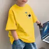 2280# Ropa Infantil para Niños Astronauta Algodón Camiseta Infantil Holgada de Manga Corta Camiseta Casual Sencilla para Niños Medianos y Grandes